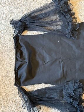 Black Off-Shoulder Dress with Sheer Ruffled Bell Sleeves